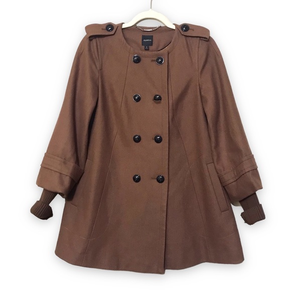 Express Jackets & Blazers - Express Women’s Wool Brown Double Breasted Peacoat Size Small